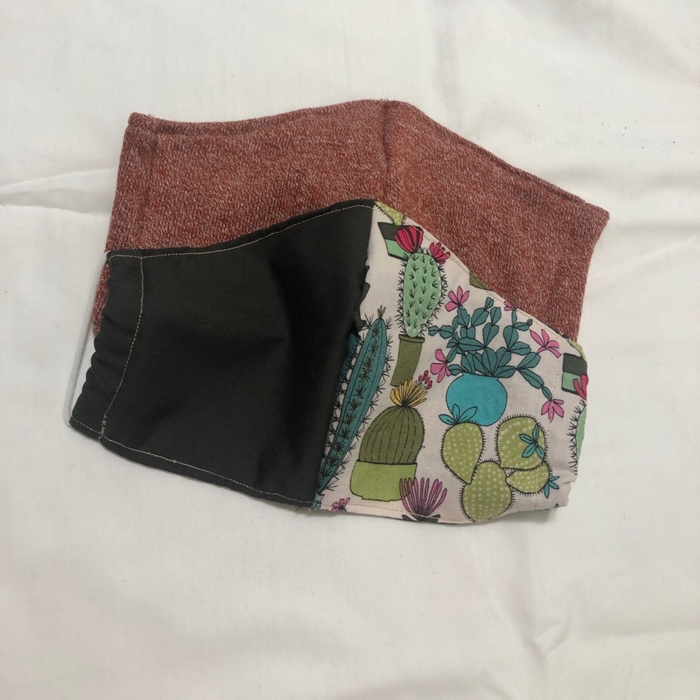 Rust orange and cactus face mask set